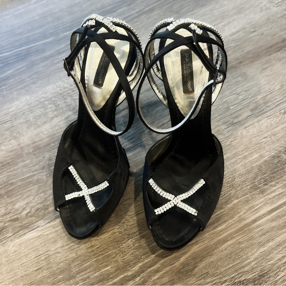 Dolce & Gabbana Black Heels with Rhinestone Accents